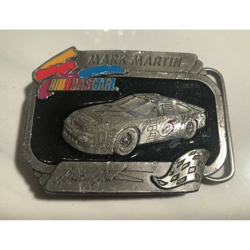 NASCAR Mick Martin Racing Aged Worn Heavy Belt Buckle